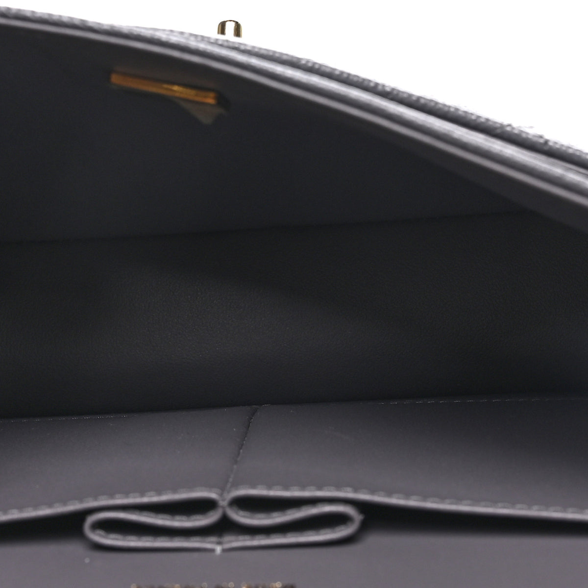 Caviar Quilted Medium Double Flap Dark Grey