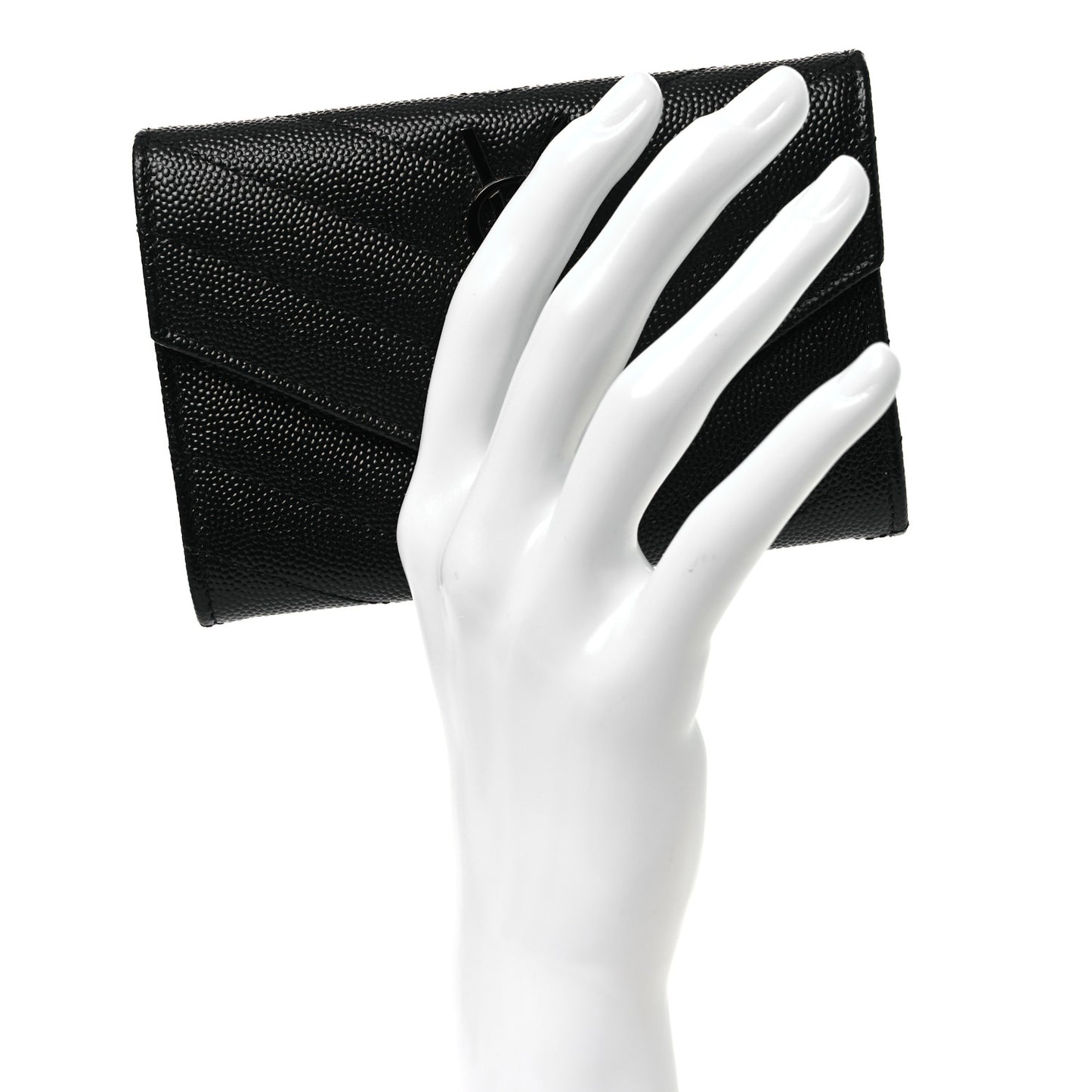 Grain De Poudre Matelasse Chevron Small Monochrome Monogram Envelope Wallet Black