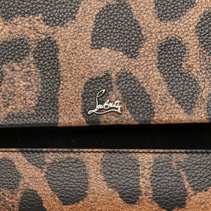 Christian Louboutin Calfskin Leopard Print Loubiblues Paris Clutch Bag Brown 7 of 9