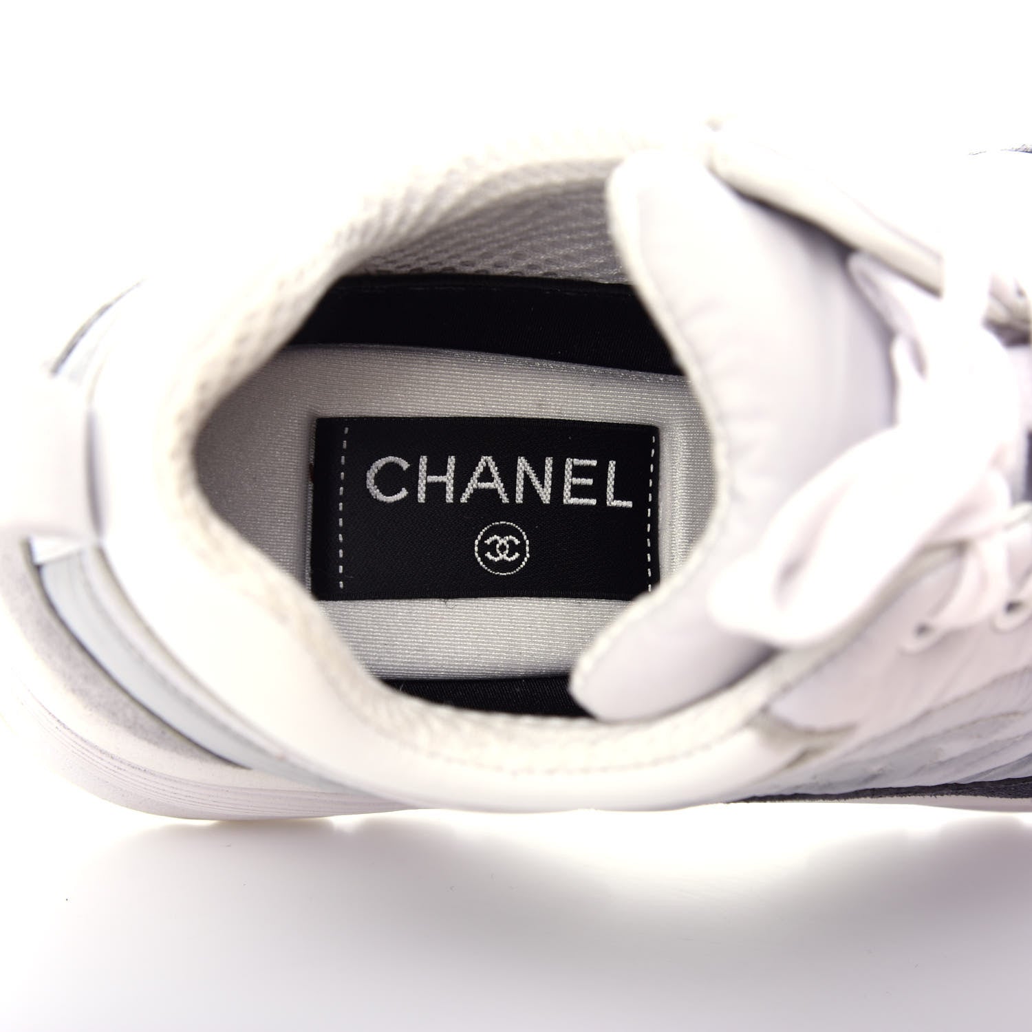 Chanel Nylon Calfskin Suede CC Sneakers 37 Grey 8 of 11