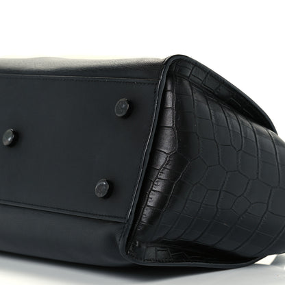 Saint Laurent Smooth Calfskin Crocodile Embossed Small Monogram Downtown Cabas Black 12 of 12