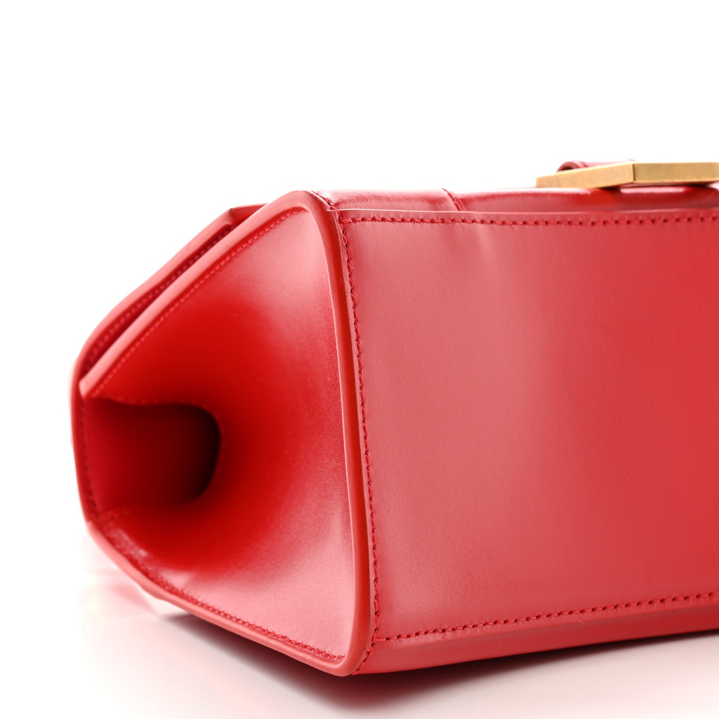 Shiny Box Calfskin Small Hourglass Top Handle Bag Bright Red