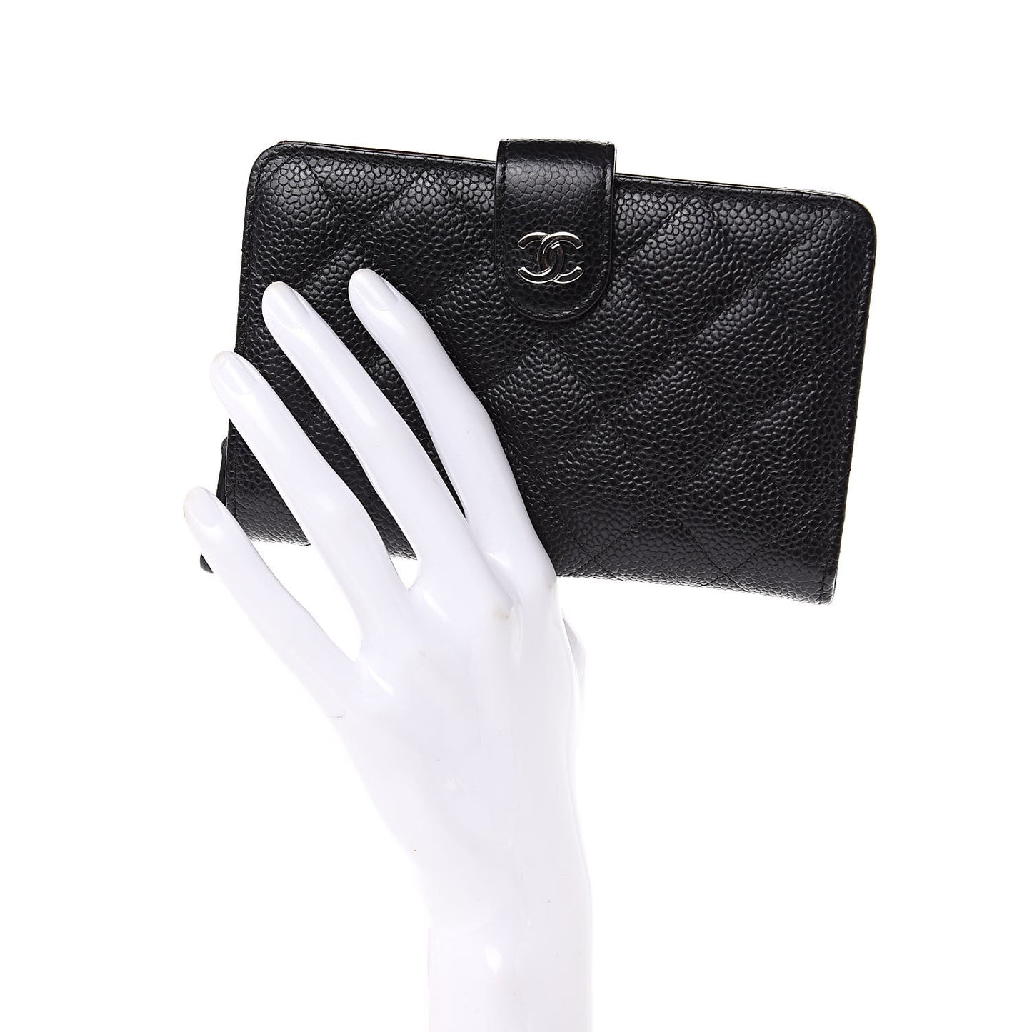 Caviar Quilted Zipped Pocket Wallet Black