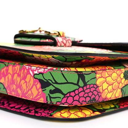 Gucci X KEN SCOTT Textured Calfskin Pomponica Print Horsebit 1955 Shoulder Bag Multicolor Fuxia Pompom 10 of 10