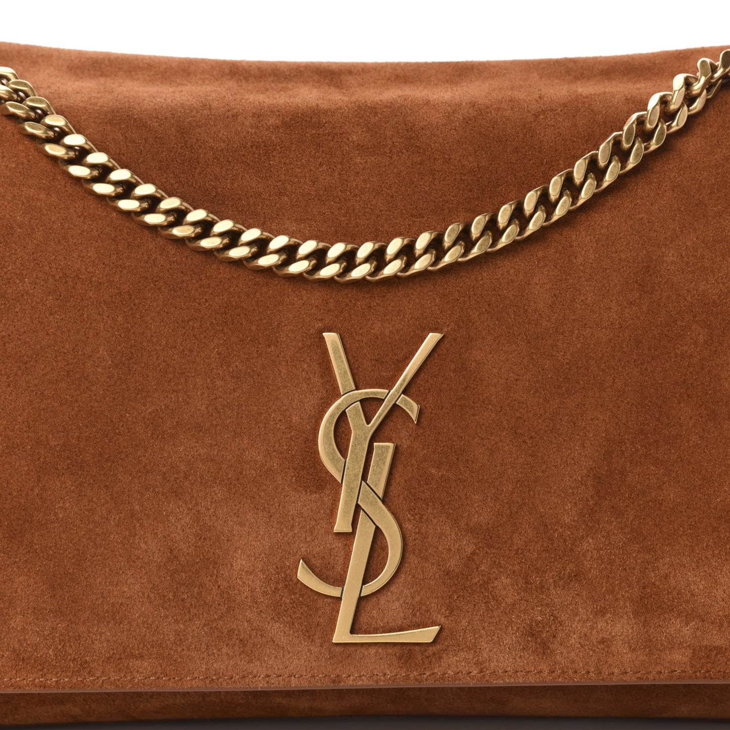 Smooth Calfskin Suede Medium Reversible Monogram Kate Satchel Light Ochre