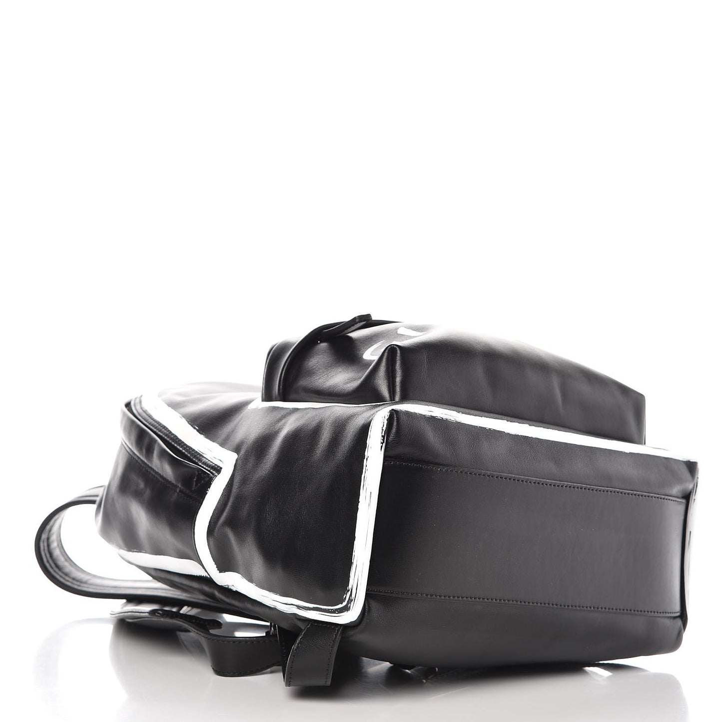 Smooth Calfskin Graffiti Paint Logo Backpack Black