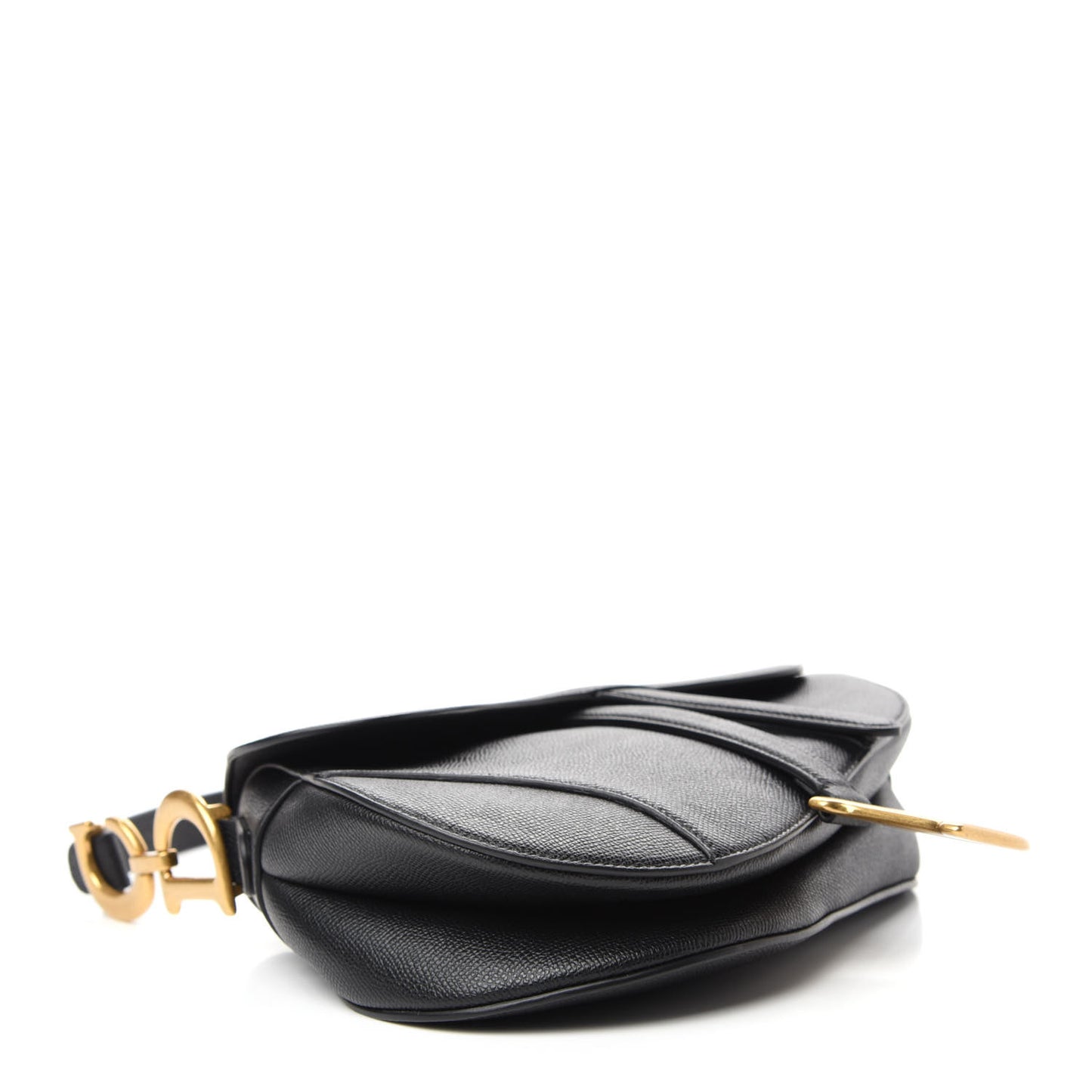 Grained Calfskin Saddle Bag Black