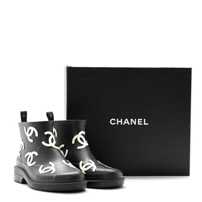 Chanel Rubber CC Print Boots 37 Black 10 of 10