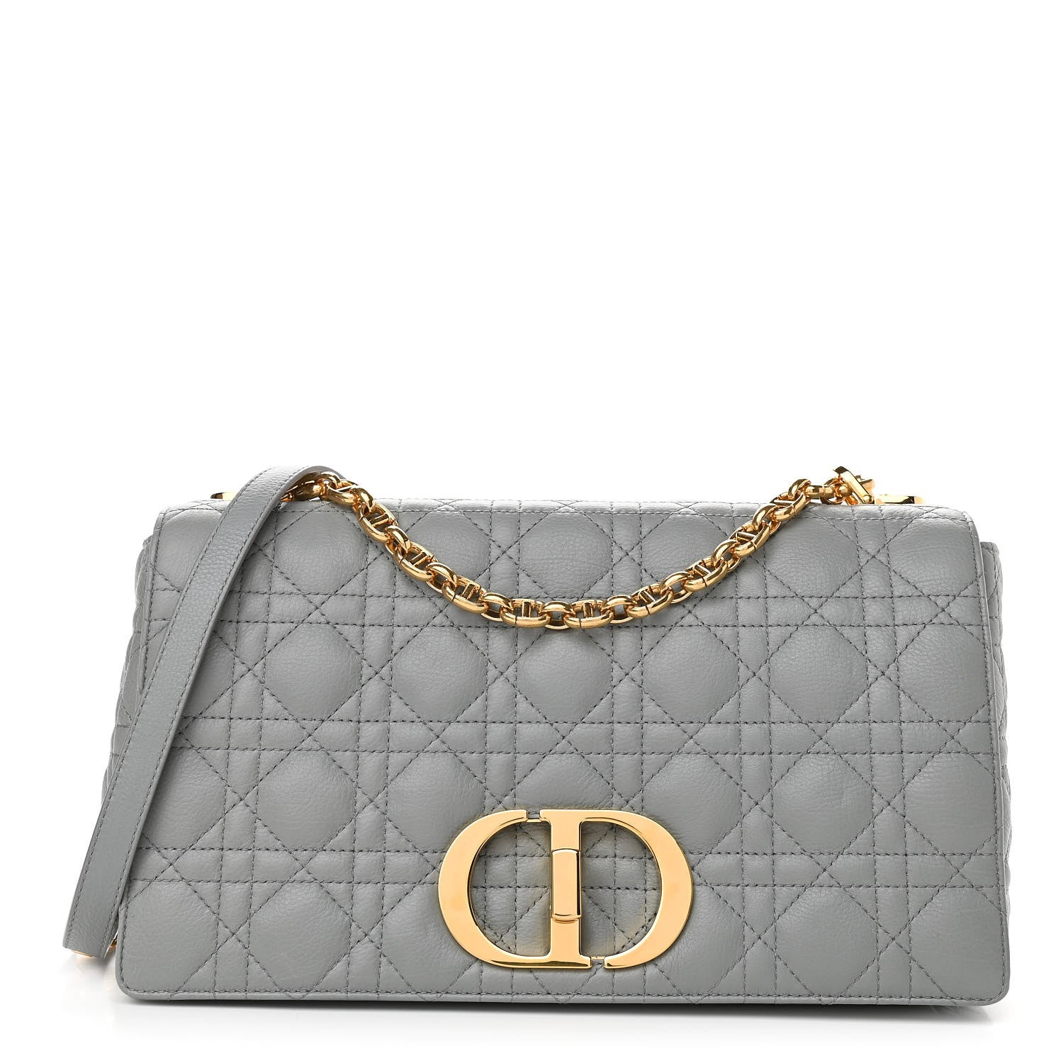 Christian Dior Lambskin Cannage Large Caro Bag Grey 1 of 10