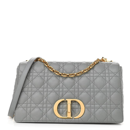 Christian Dior Lambskin Cannage Large Caro Bag Grey 1 of 10