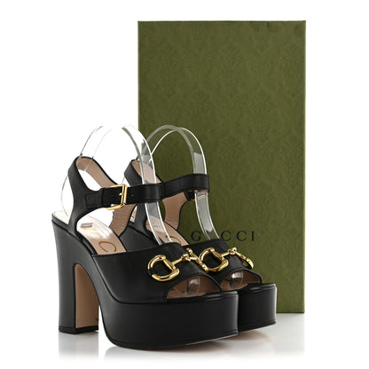 Gucci Nappa Charlotte Horsebit 40/135mm Platform Sandals 40 Black 10 of 10