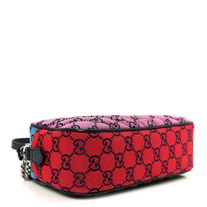 Gucci Monogram Multicolor Matelasse Diagonal Small GG Marmont Chain Shoulder Bag Pink Blue Green Red Light Blue 4 of 12