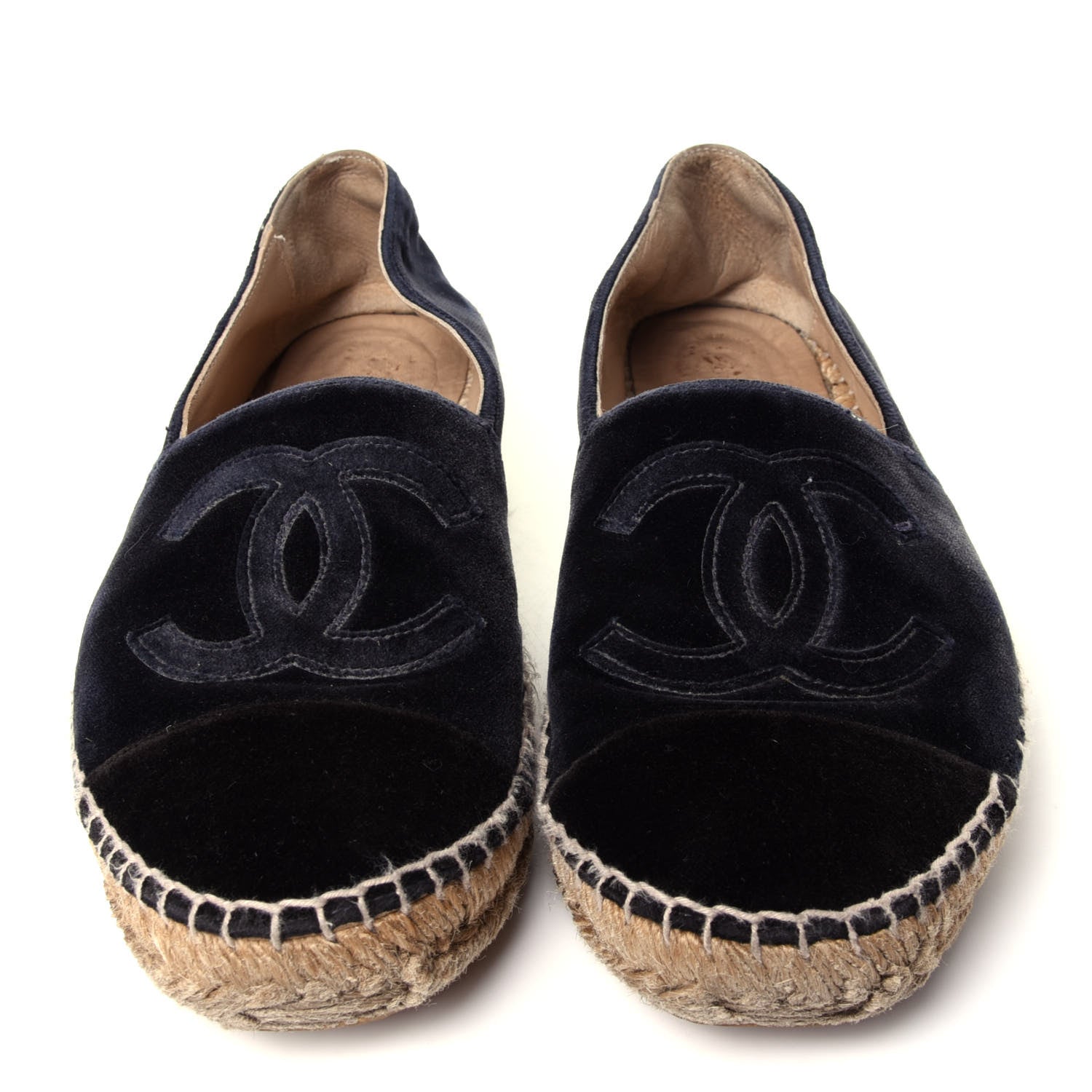 Chanel Velvet CC Espadrilles 39 Dark Navy Black 5 of 15