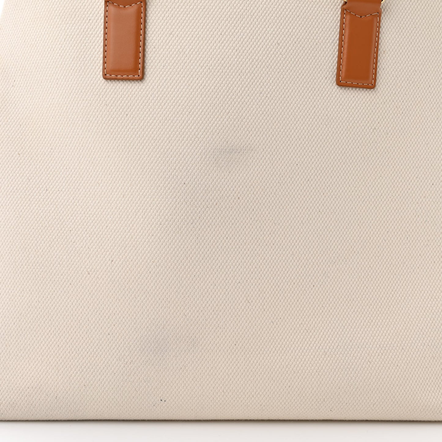 Canvas Calfskin Logo Print Small Horizontal Cabas Natural Tan