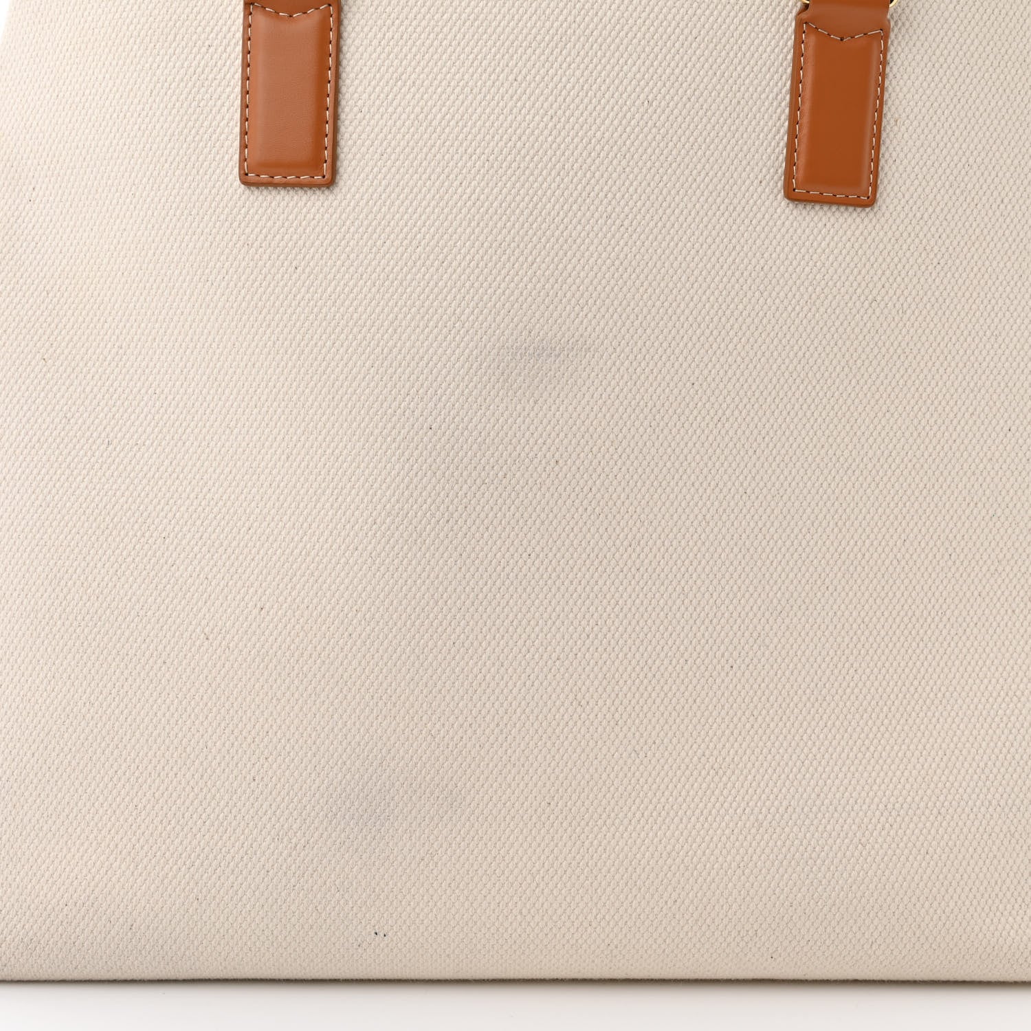 Celine Canvas Calfskin Logo Print Small Horizontal Cabas Natural Tan 13 of 15