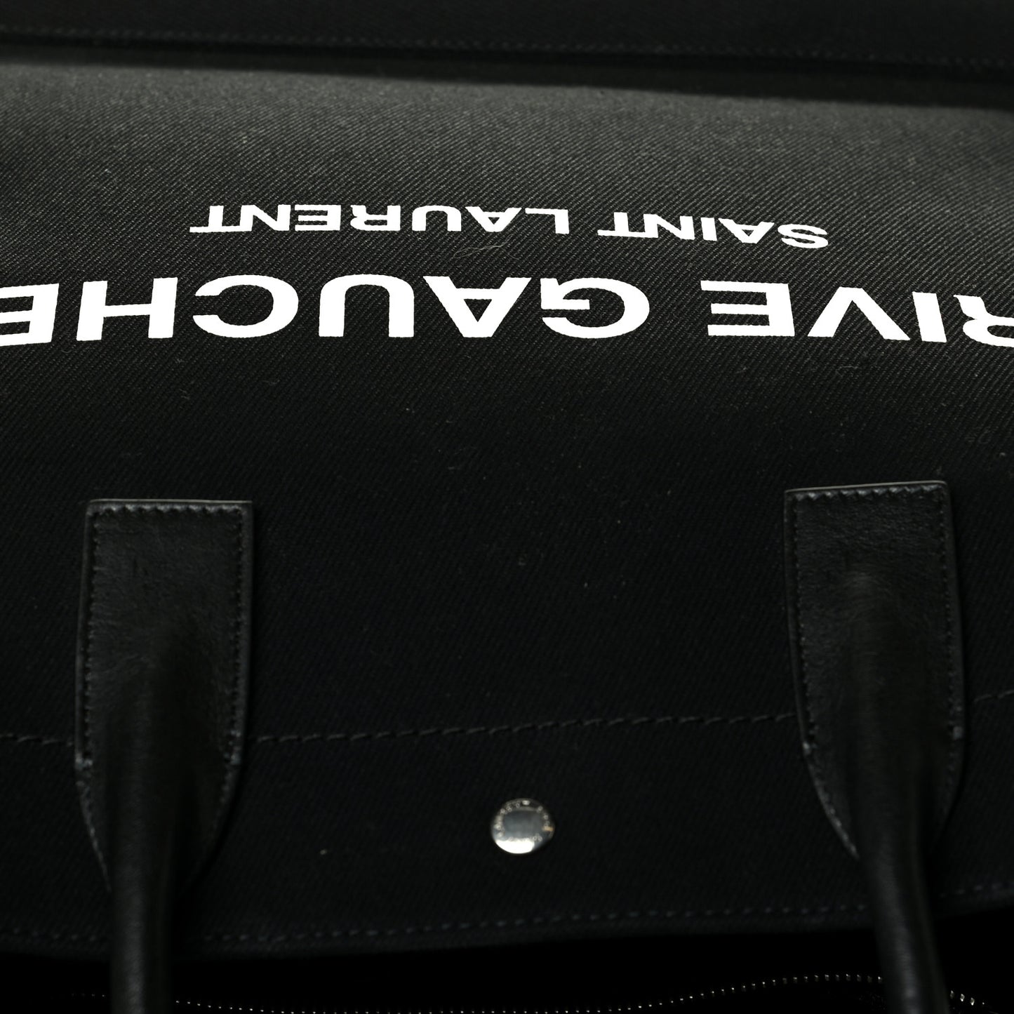 Linen Calfskin Rive Gauche North South Tote Black