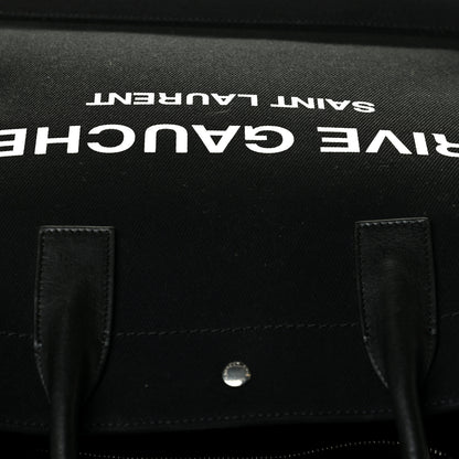 Saint Laurent Linen Calfskin Rive Gauche North South Tote Black 5 of 5