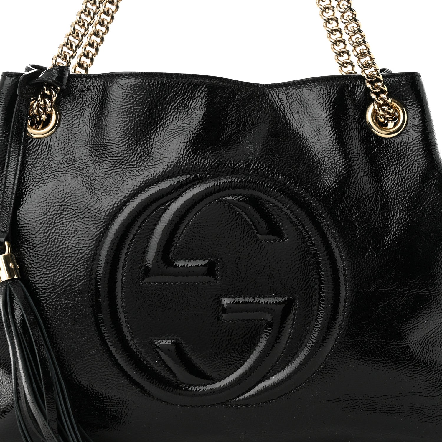 Gucci Patent Medium Soho Chain Shoulder Bag Black 8 of 10