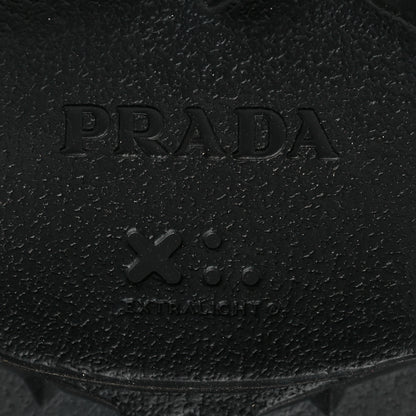 Prada Spazzolato Rois Nylon Metal Triangle Logo Monolith Pouch Pocket 55mm Boots 37 Black 6 of 8