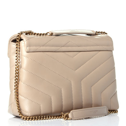Saint Laurent Calfskin Y Quilted Monogram Small Loulou Chain Satchel Dark Beige 3 of 8