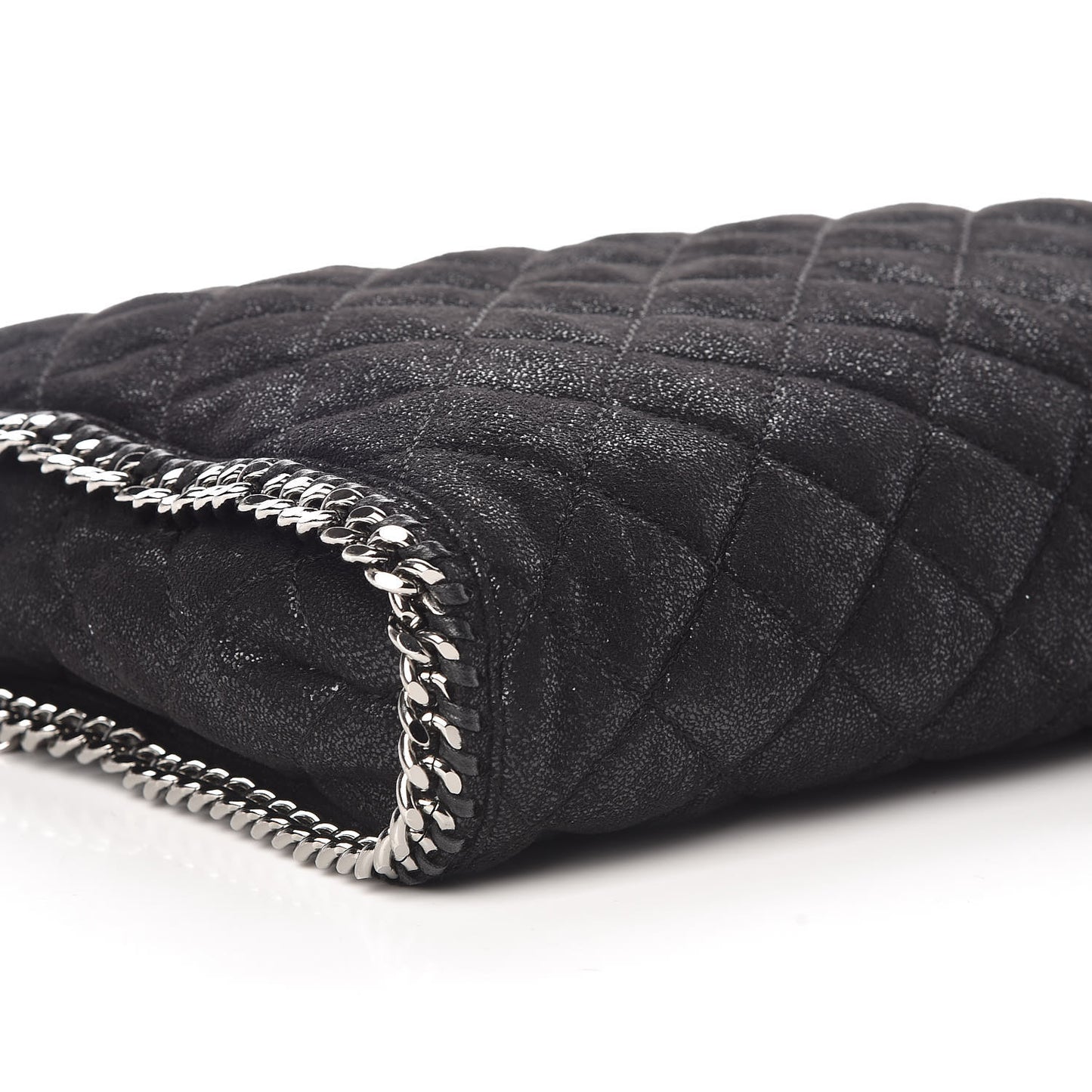Shaggy Deer Quilted Falabella Fold Over Tote Black
