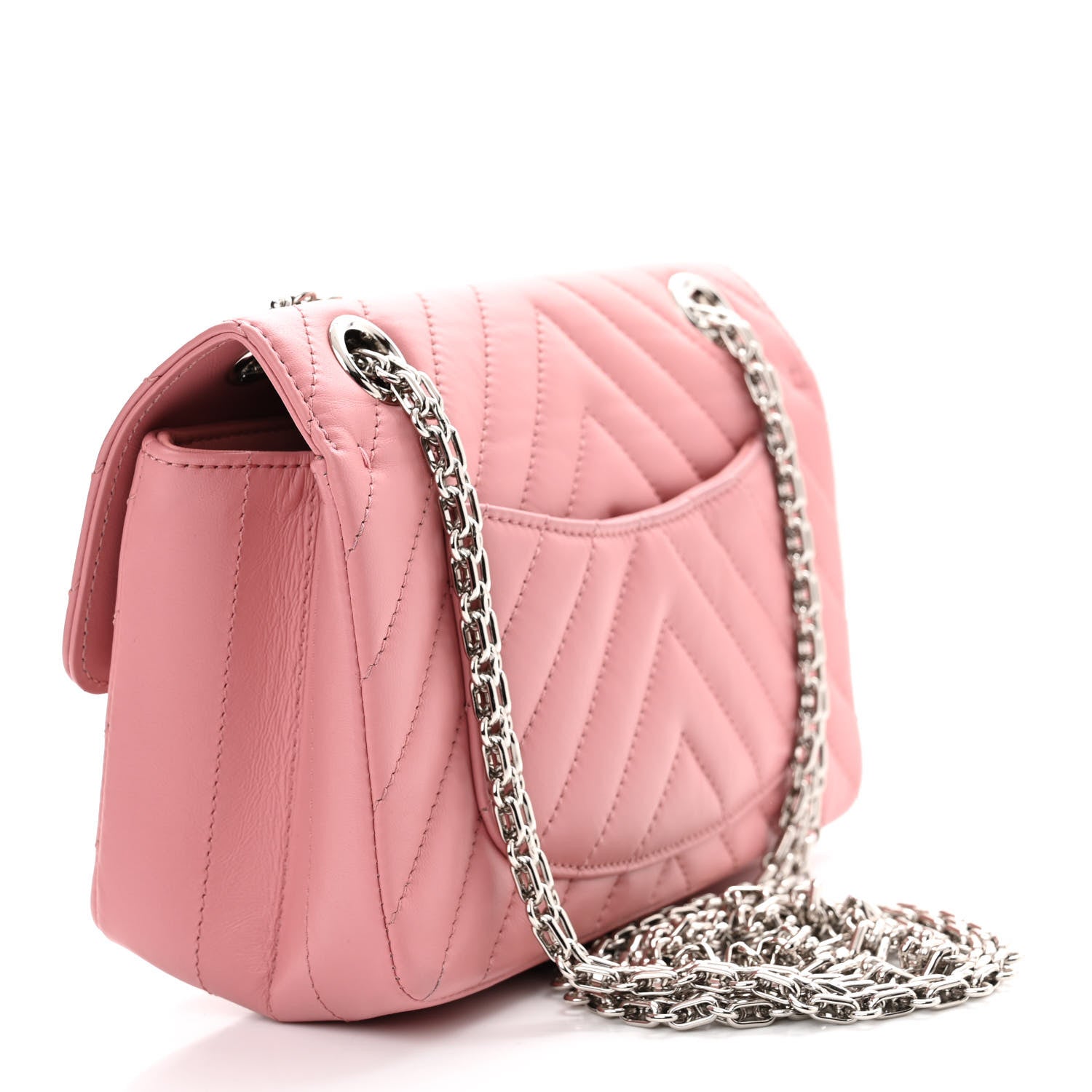 Chanel Aged Calfskin Chevron Quilted 2.55 Reissue Mini Flap Pink 3 of 12