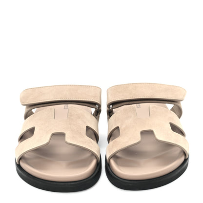 Hermes Suede Goatskin Womens Chypre Sandals 37 Beige Sable 3 of 10