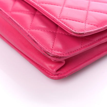 Chanel Lambskin Quilted Wallet on Chain WOC Pink 9 of 21