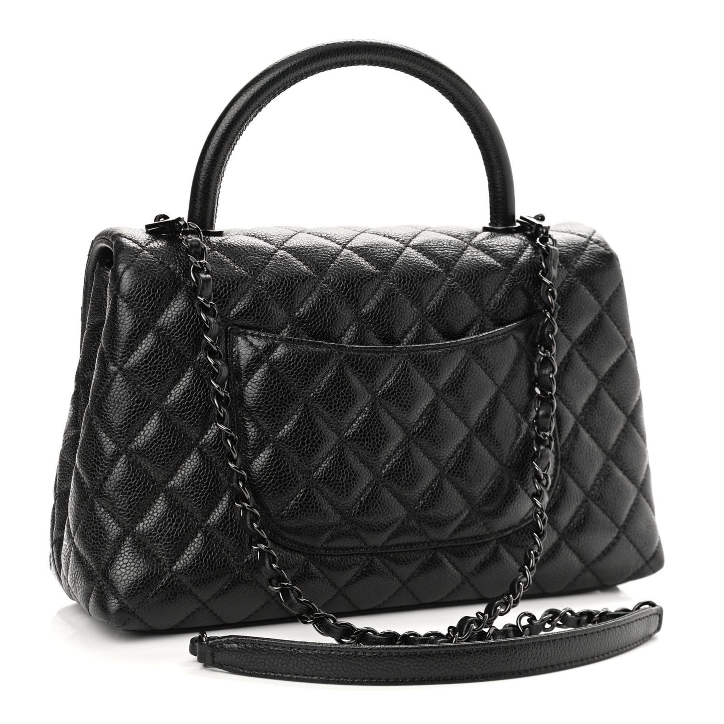 Caviar Quilted Small Coco Handle Flap So Black