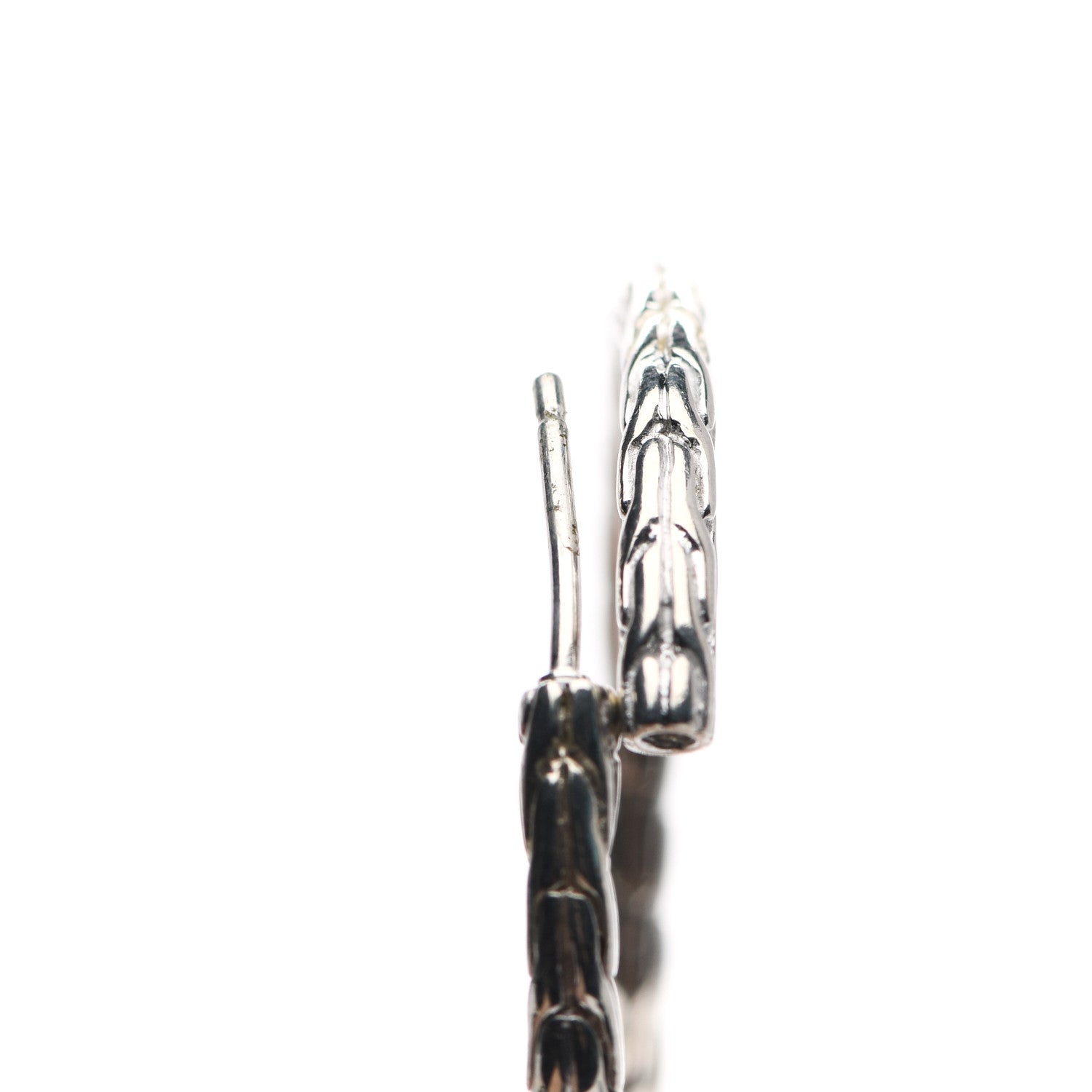 John Hardy Sterling Silver Diamond Classic Chain Pave Medium Hoop Earrings 6 of 6