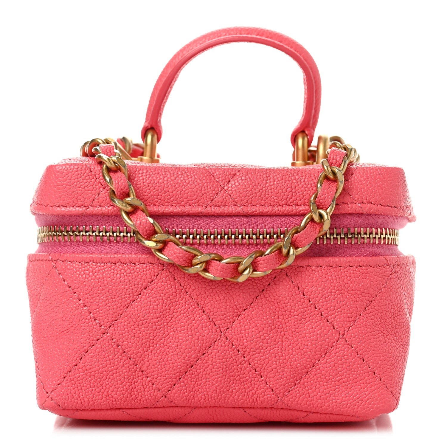 Chanel Caviar Quilted Mini Top Handle Vanity With Chain Pink 1 of 10