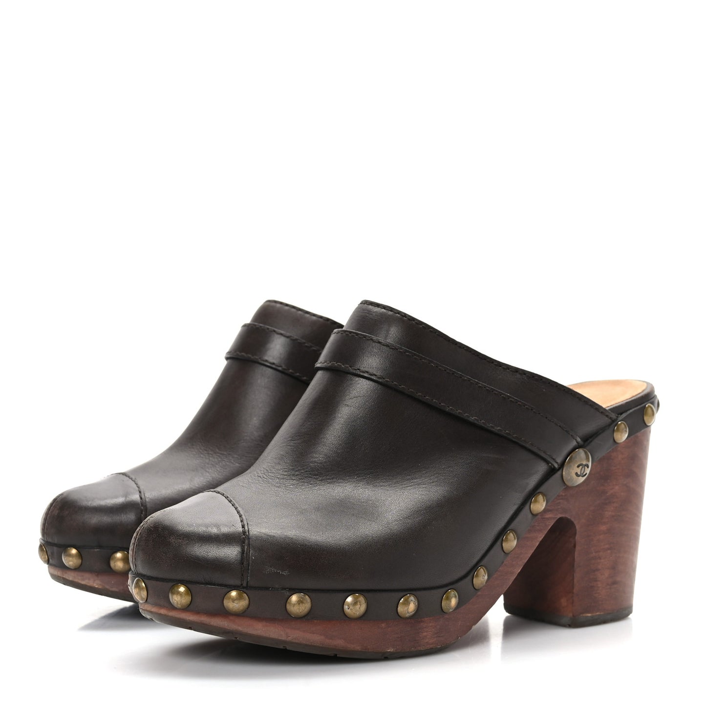 Calfskin CC Clog 38.5 Brown