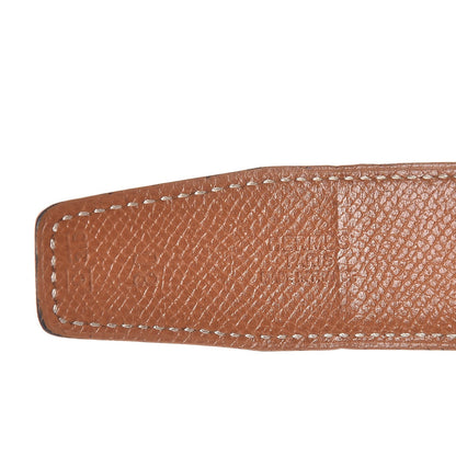 Hermes Courchevel Box 32mm Belt Strap 80 Gold Black 6 of 7