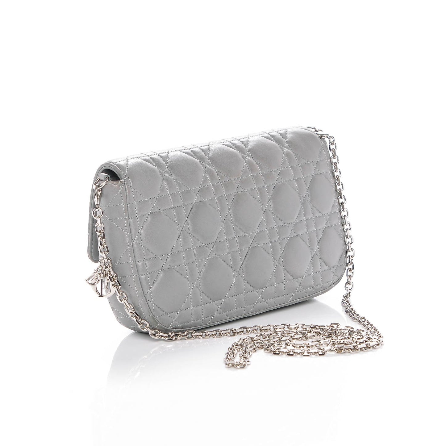 Lambskin Cannage Miss Dior Promenade Pouch Grey