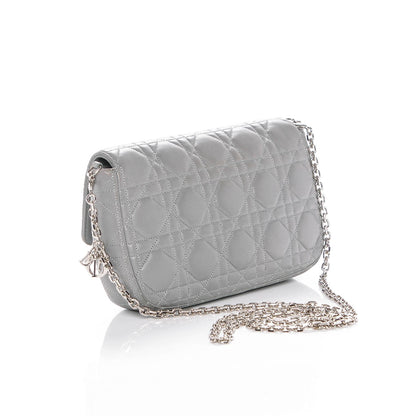 Christian Dior Lambskin Cannage Miss Dior Promenade Pouch Grey 3 of 8