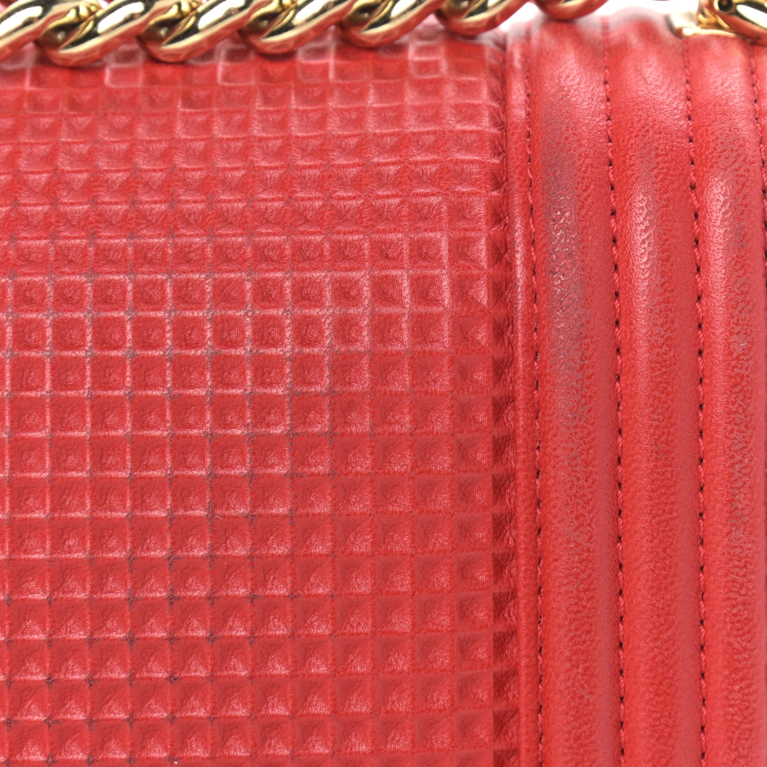 Chanel Lambskin Embossed New Medium Boy Cube Flap Red 10 of 15