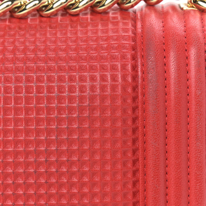 Chanel Lambskin Embossed New Medium Boy Cube Flap Red 10 of 15