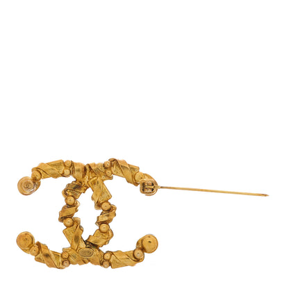 Chanel Pearl Crystal CC Charms Brooch Gold Pink 3 of 4