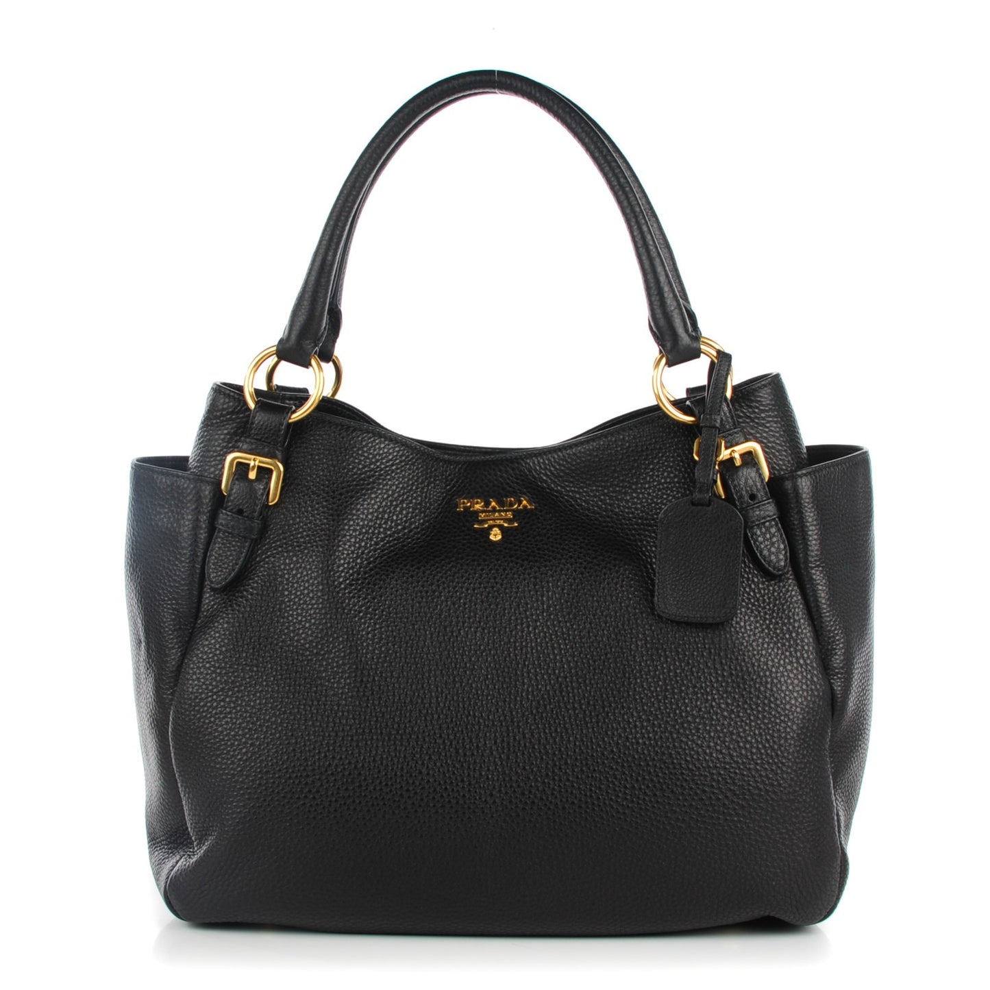 Vitello Daino Double Pocket Shoulder Bag Nero Black