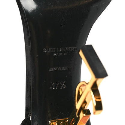 Saint Laurent Patent Calfskin Opyum 110 Sandals 37.5 Black Gold 7 of 12