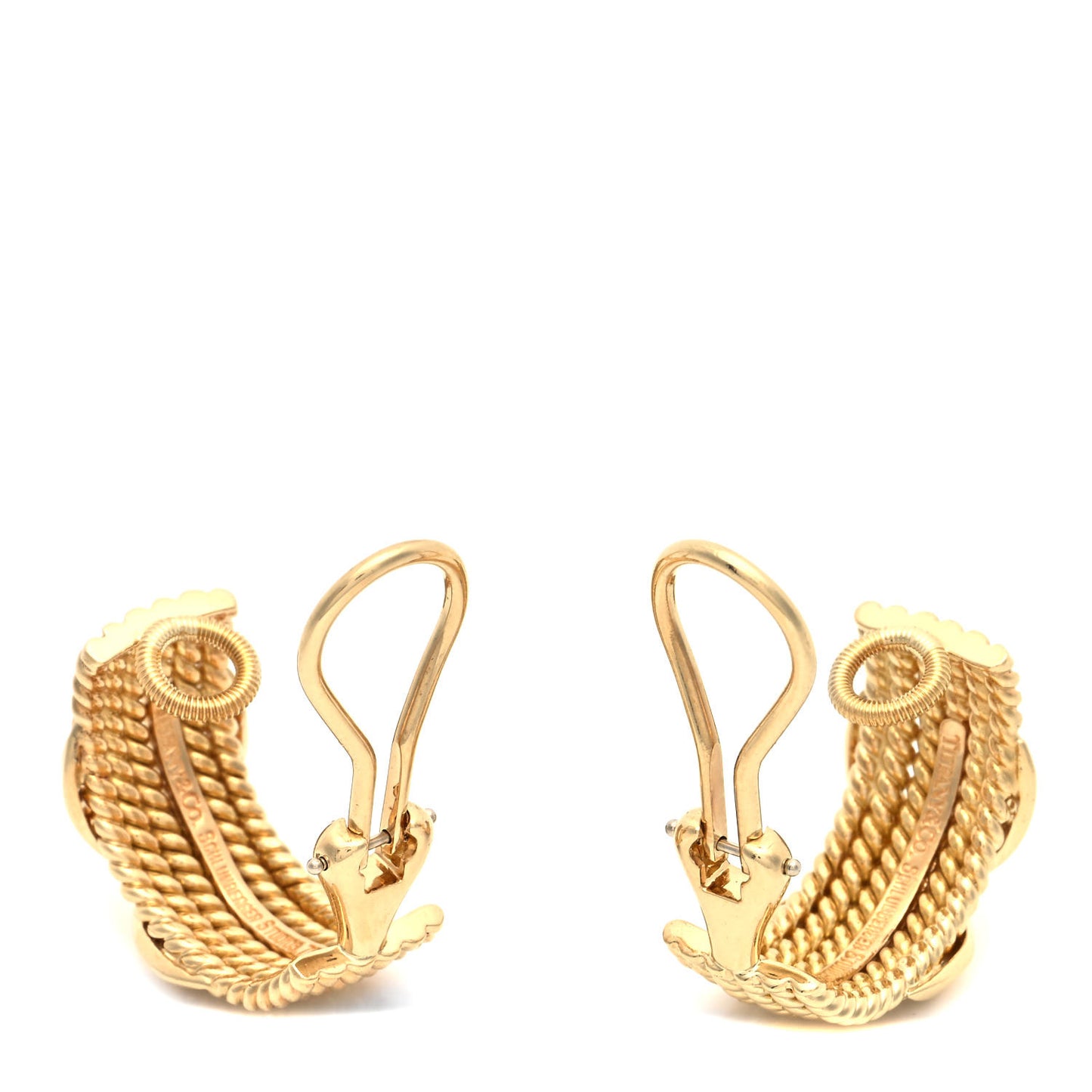 18K Yellow Gold Schlumberger Rope Six-Row Clip-On Earrings