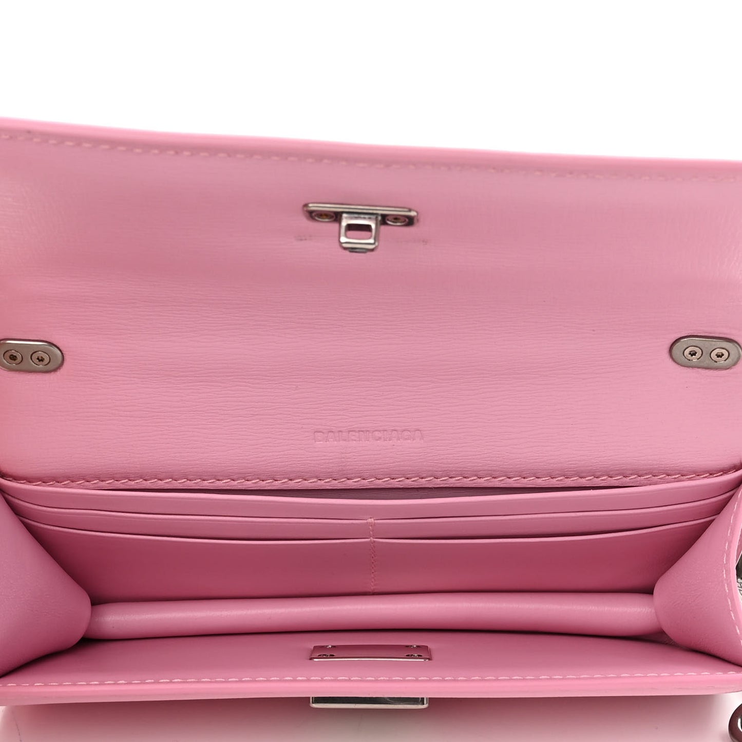Calfskin Stripe Embossed Gossip Chain Bag XS Candy Pink