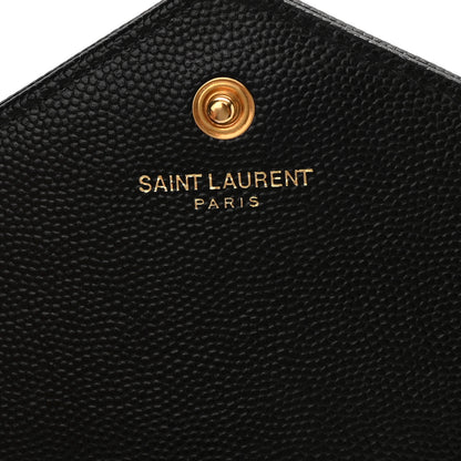 Saint Laurent Grain De Poudre Matelasse Chevron Monogram Chain Wallet Black 6 of 8