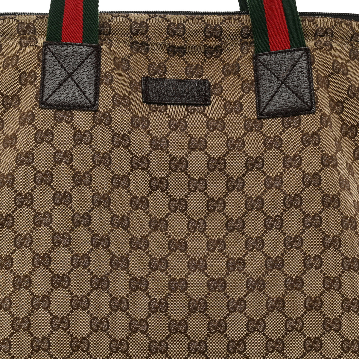 GG Monogram Large Web Handle Vertical Tote Dark Brown