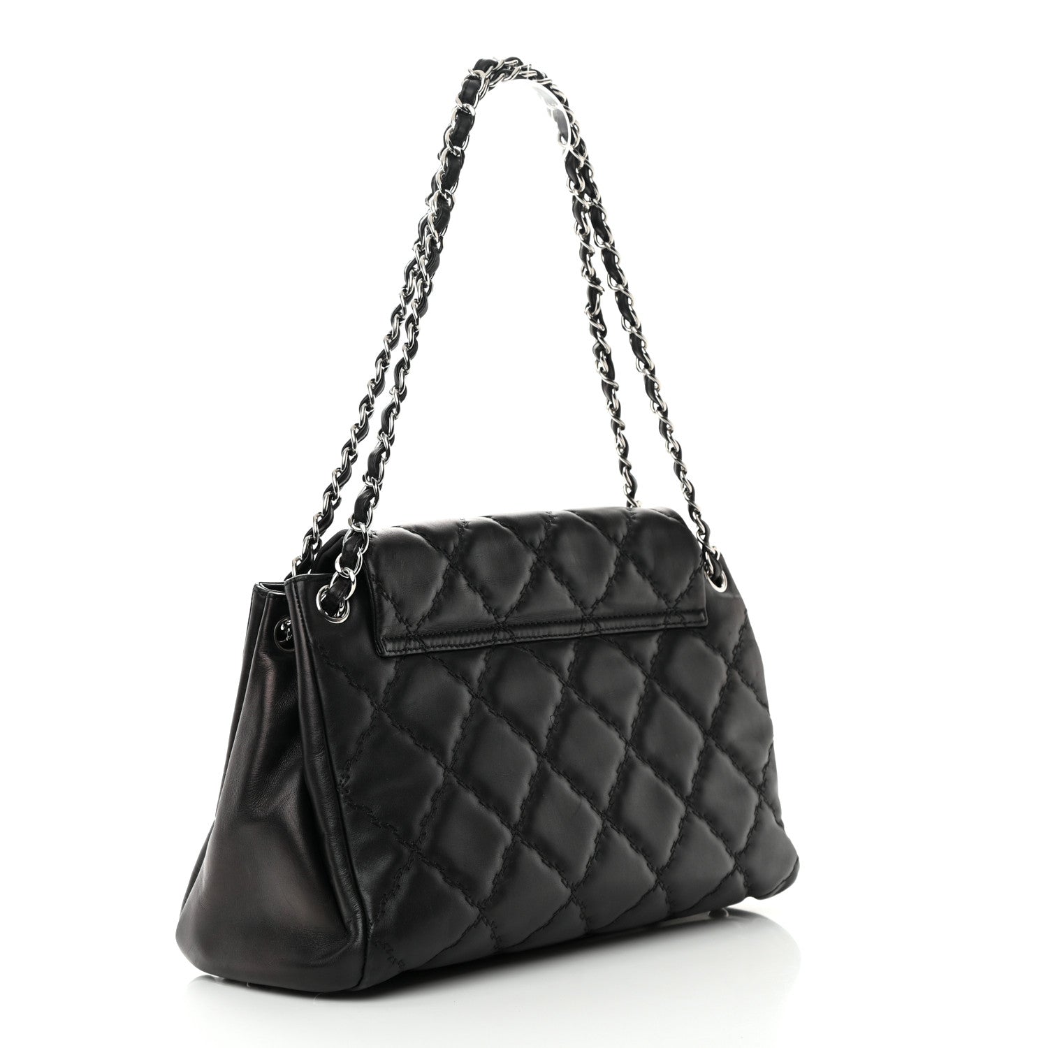 Chanel Calfskin Double Stitch Large Hamptons Flap Bag Black 3 of 19