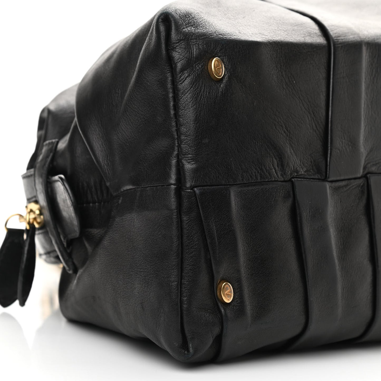 Lambskin Metallic Snakeskin Small Petale Dome Black Gold