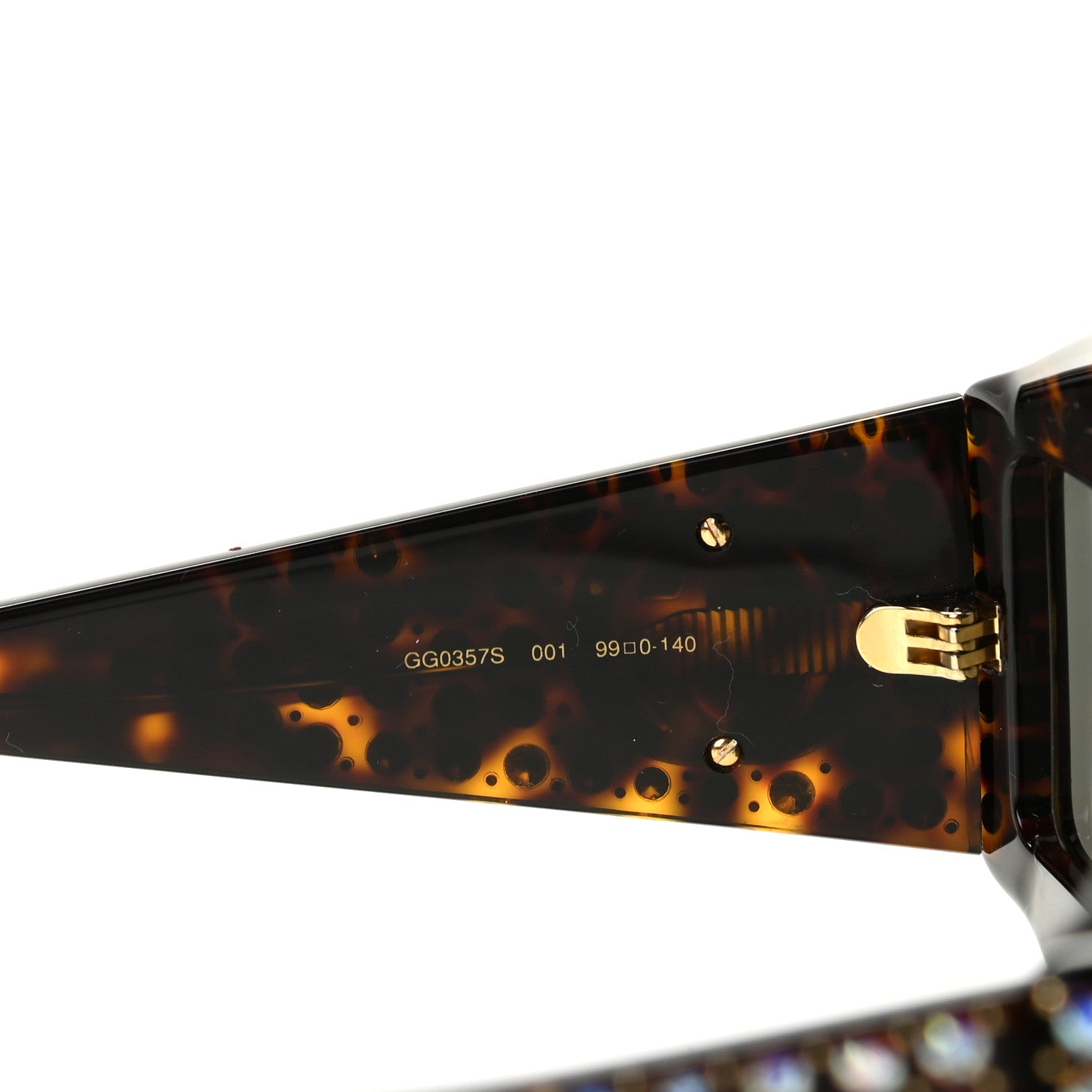 Gucci Crystal Rectangular Frame Sunglasses GG0357S Tortoiseshell 6 of 6