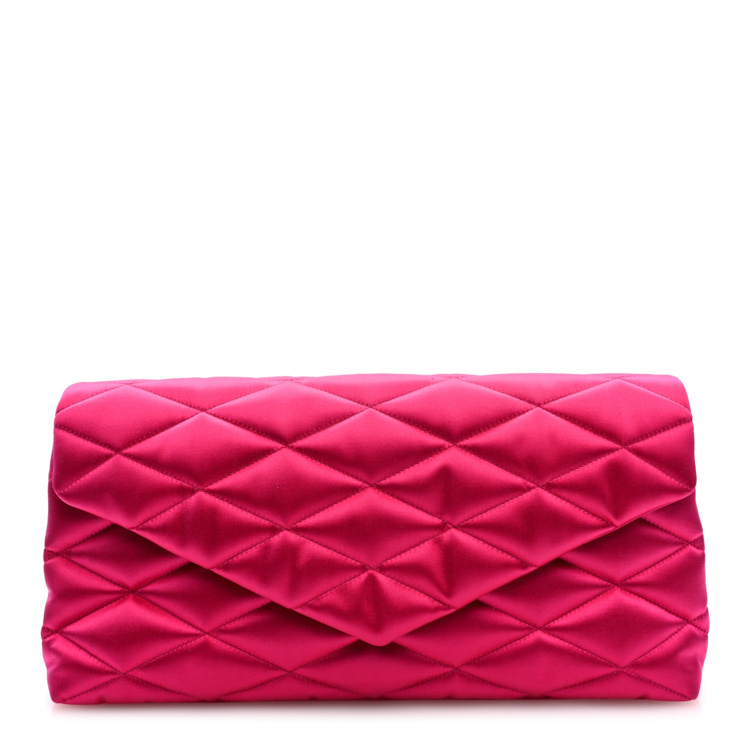 Saint Laurent Satin Quilted Sade Puffer Envelope Clutch Bubblegum 1 of 7