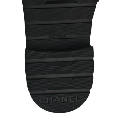 Chanel Shiny Calfskin Quilted Lace Up Combat Boots 38.5 Black 6 of 9