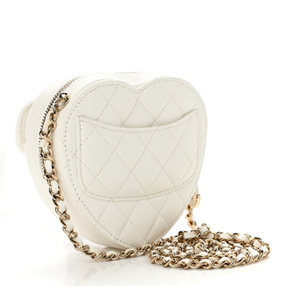 Chanel Lambskin Quilted CC In Love Heart Clutch With Chain White 3 of 11